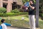 放假陪伴家人!周琦与儿子打篮球:涂涂的人形篮筐